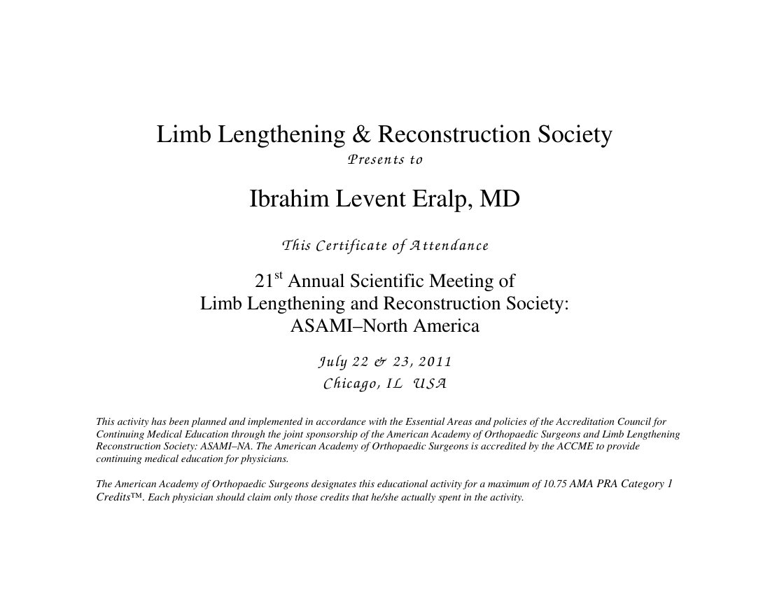 LLRS 2011 CME Certificate Eralp — ilk sayfa
