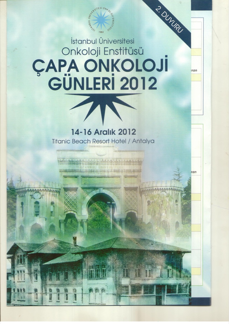 2012 ÇAPA ONKOLOJİ GÜNLERİ — ilk sayfa