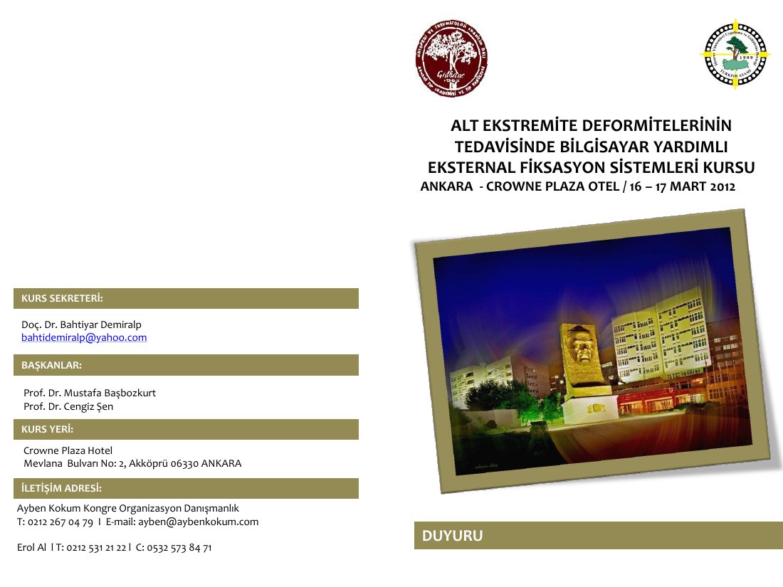 Bilgisayar Yardımlı Eksternal Fiksasyon Sistemleri Kursu 2012 — ilk sayfa