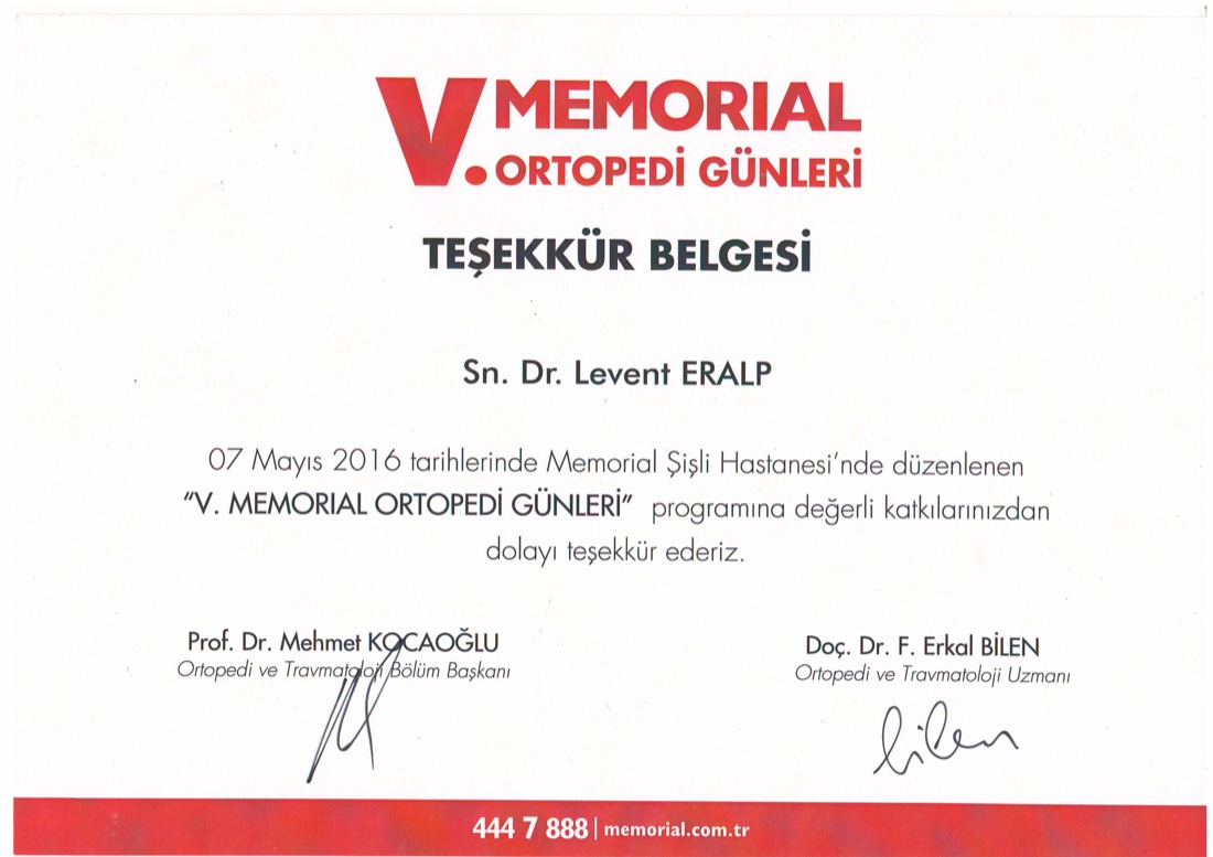 2016 MEMORİAL ORTOPEDİ GÜNLERİ — ilk sayfa