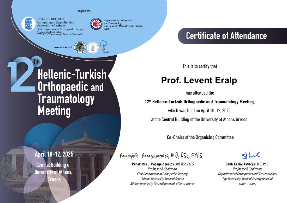 Certificate of Attendance HELLENIC TURKISH ORTHOPAEDICS AND TRAUMATOLOGY MEETING — ilk sayfa
