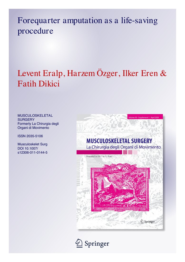 Forequarter amputation as a life-saving procedure — ilk sayfa