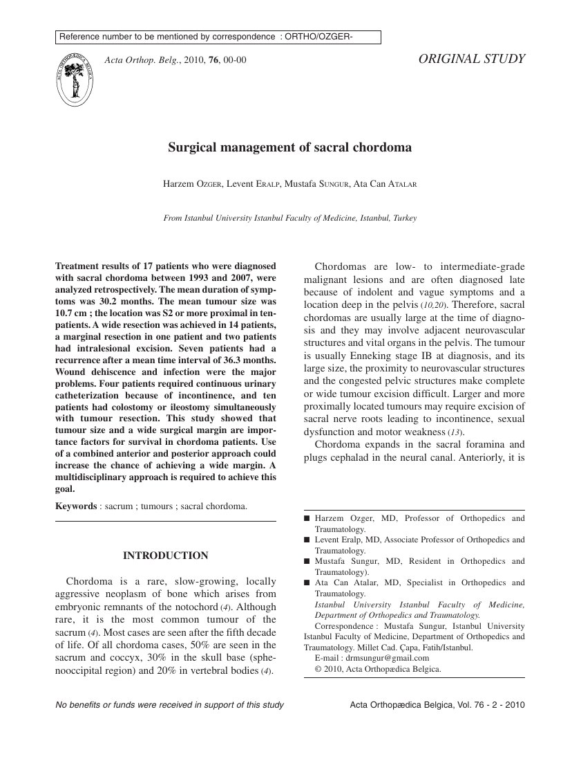 Surgical management of sacral chordoma — ilk sayfa
